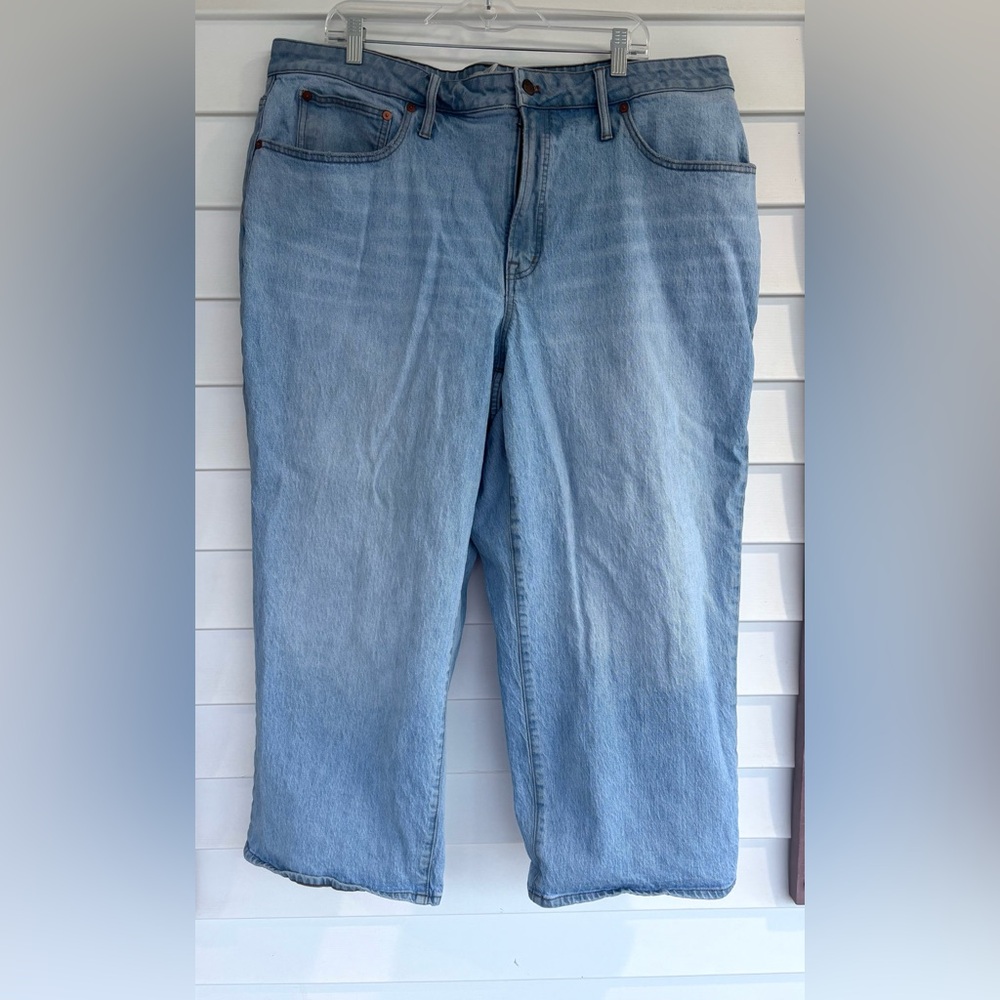 Madewell Curvy Project Vintage Wide Leg Jeans medium light wash non stretchy 22W